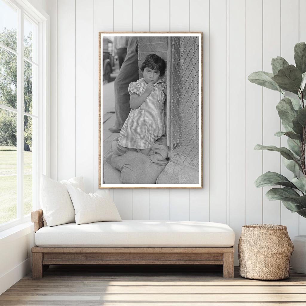 Mexican Girl Playing in San Antonio 1939 Black and White Photo