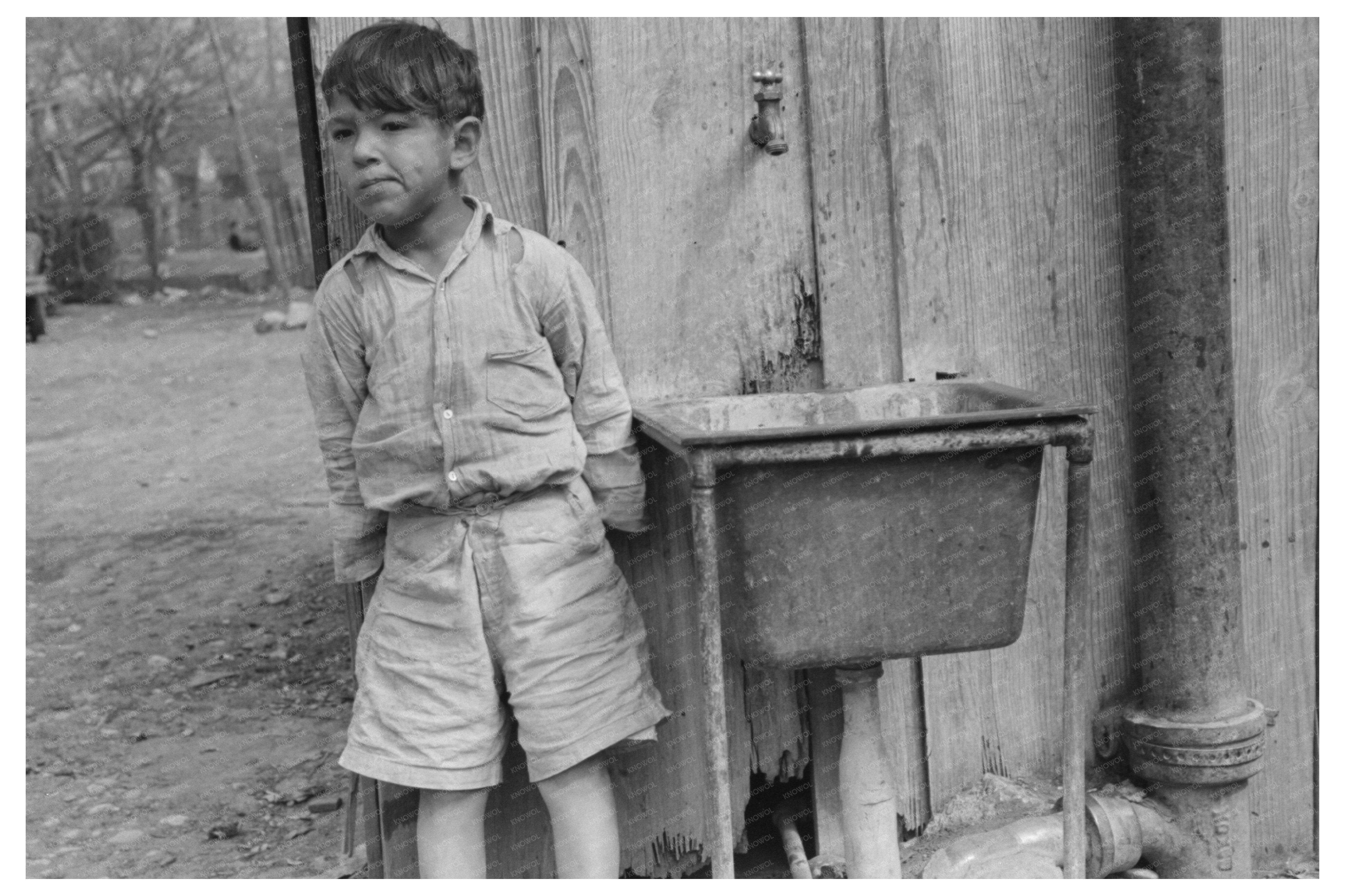 Mexican Boy at Community Water Hydrant San Antonio 1939