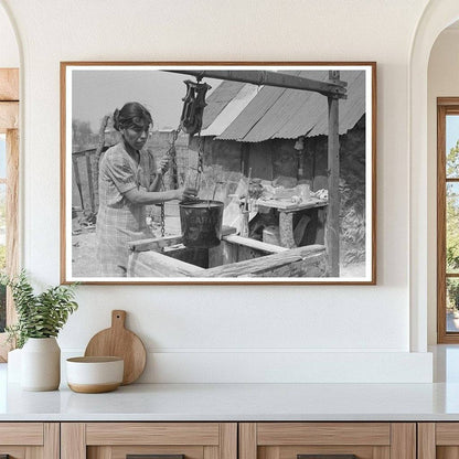 Mexican Woman Drawing Water from Backyard Well 1939