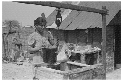 Mexican Woman Drawing Water in San Antonio 1939