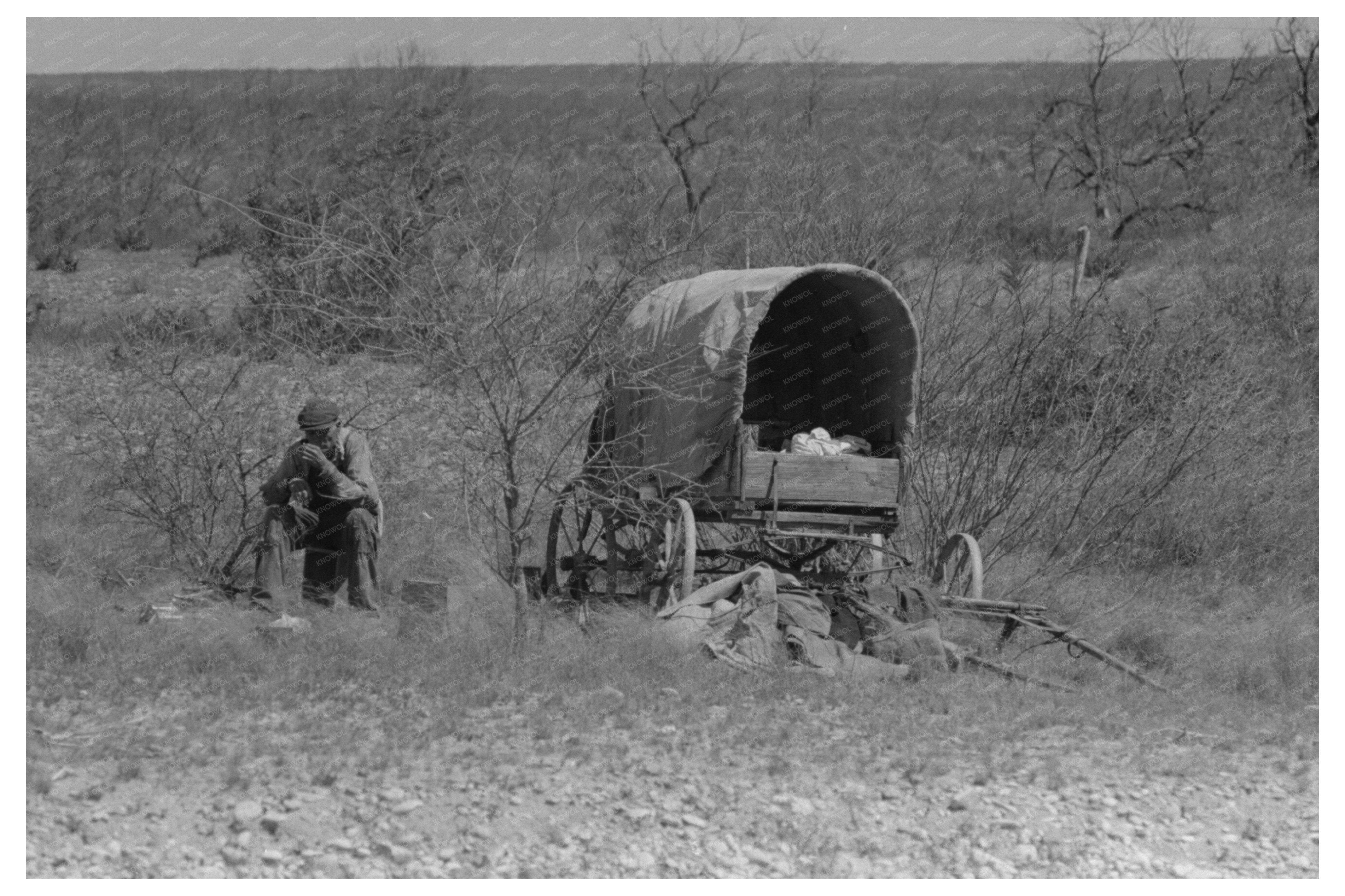 Man Encamped in Mesquite Uvalde Texas March 1939