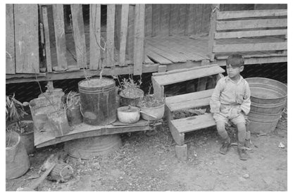 Mexican Boy on Doorstep in San Antonio 1939