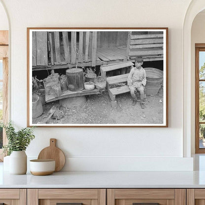 Mexican Boy on Doorstep in San Antonio 1939