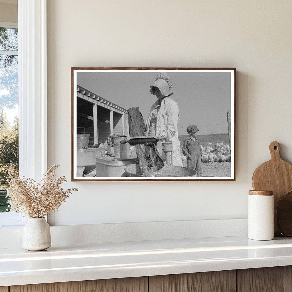 Woman Washing Clothes on Farm in El Indio Texas 1939