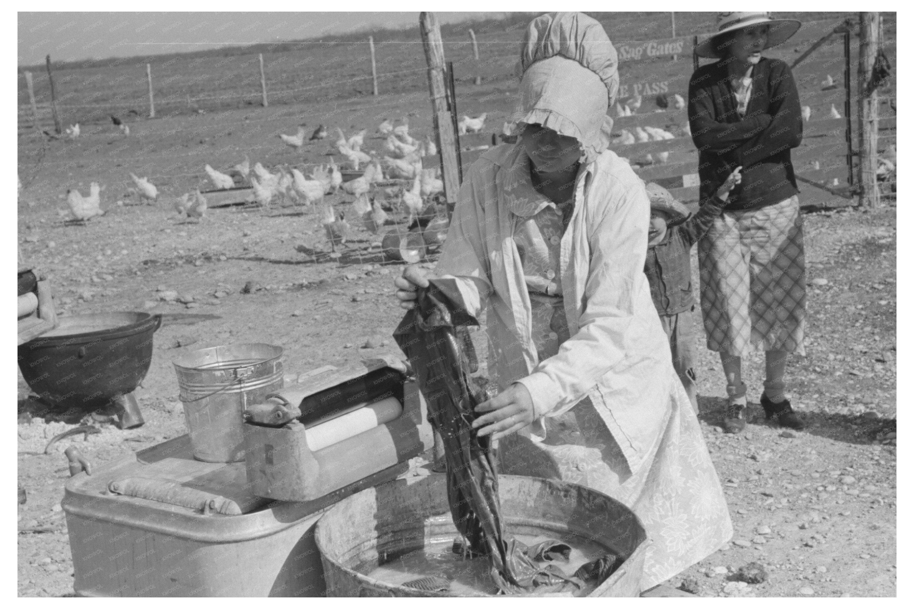 Woman Washing Clothes on Farm El Indio Texas 1939