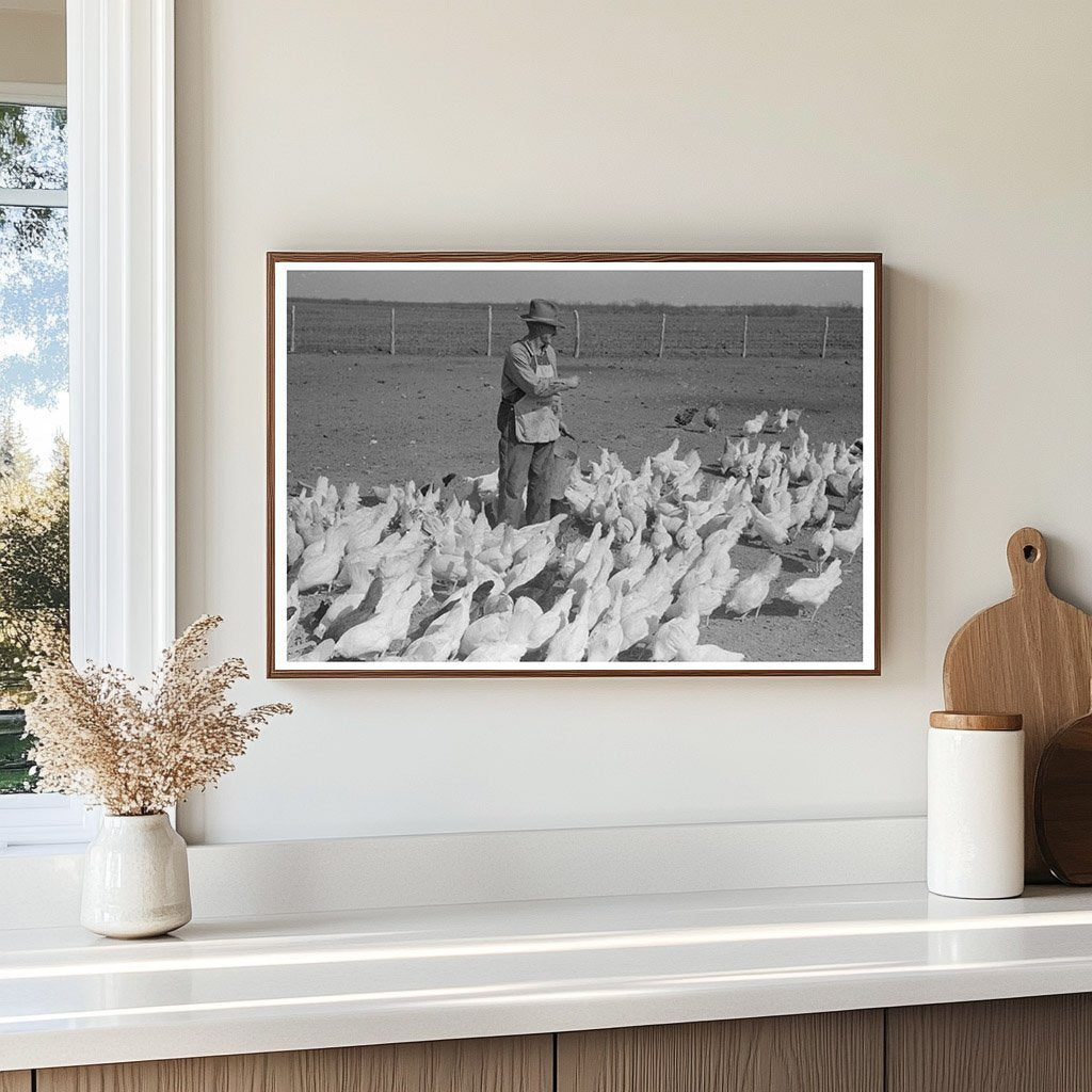 Ernest Milton Feeding Chickens El Indio Texas 1939