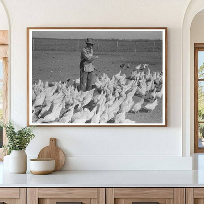 Ernest Milton Feeding Chickens El Indio Texas 1939