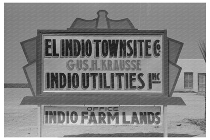 El Indio Texas Sign March 1939 Historical Image