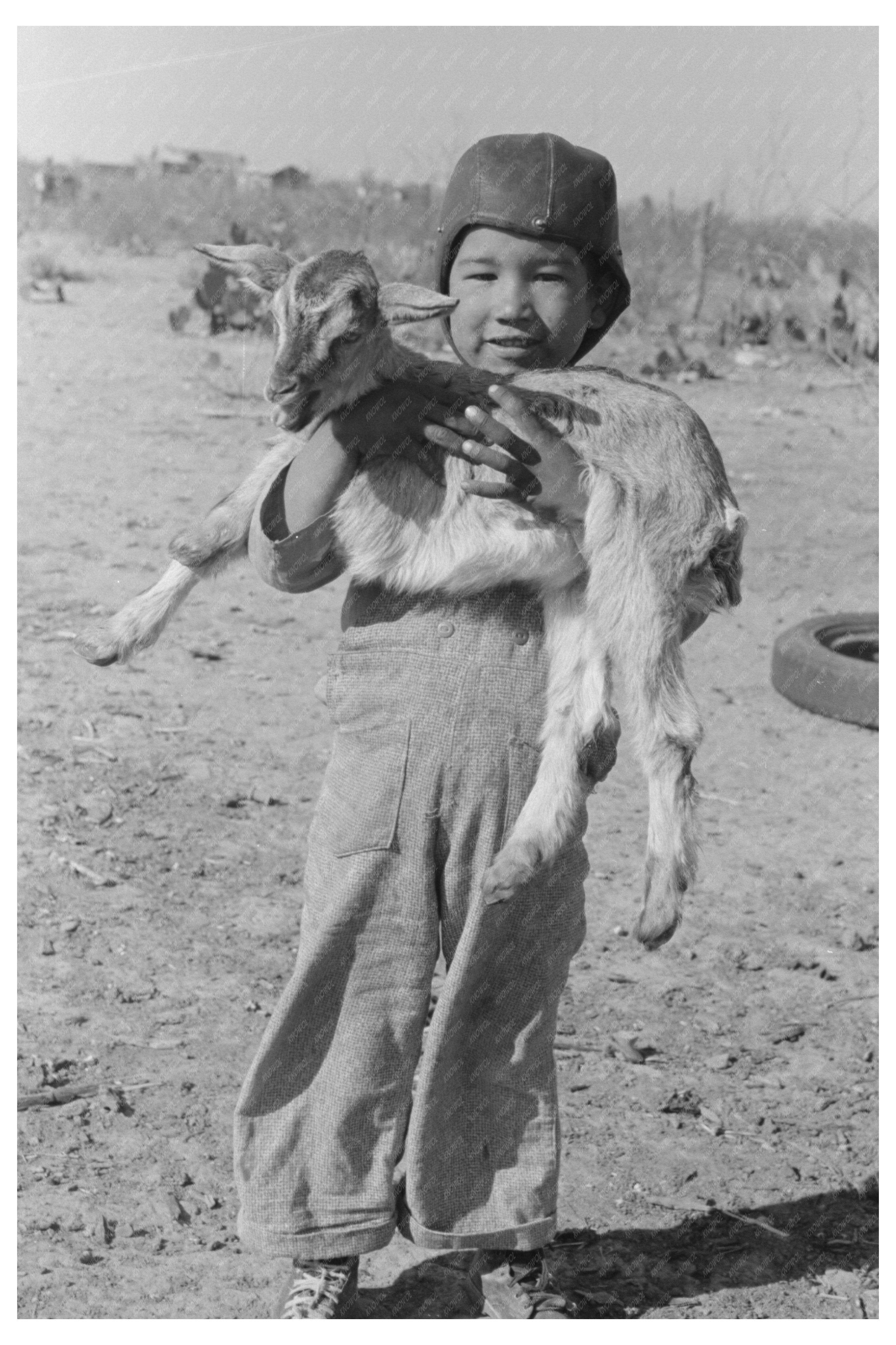 Mexican Boy with Goat Crystal City Texas 1939