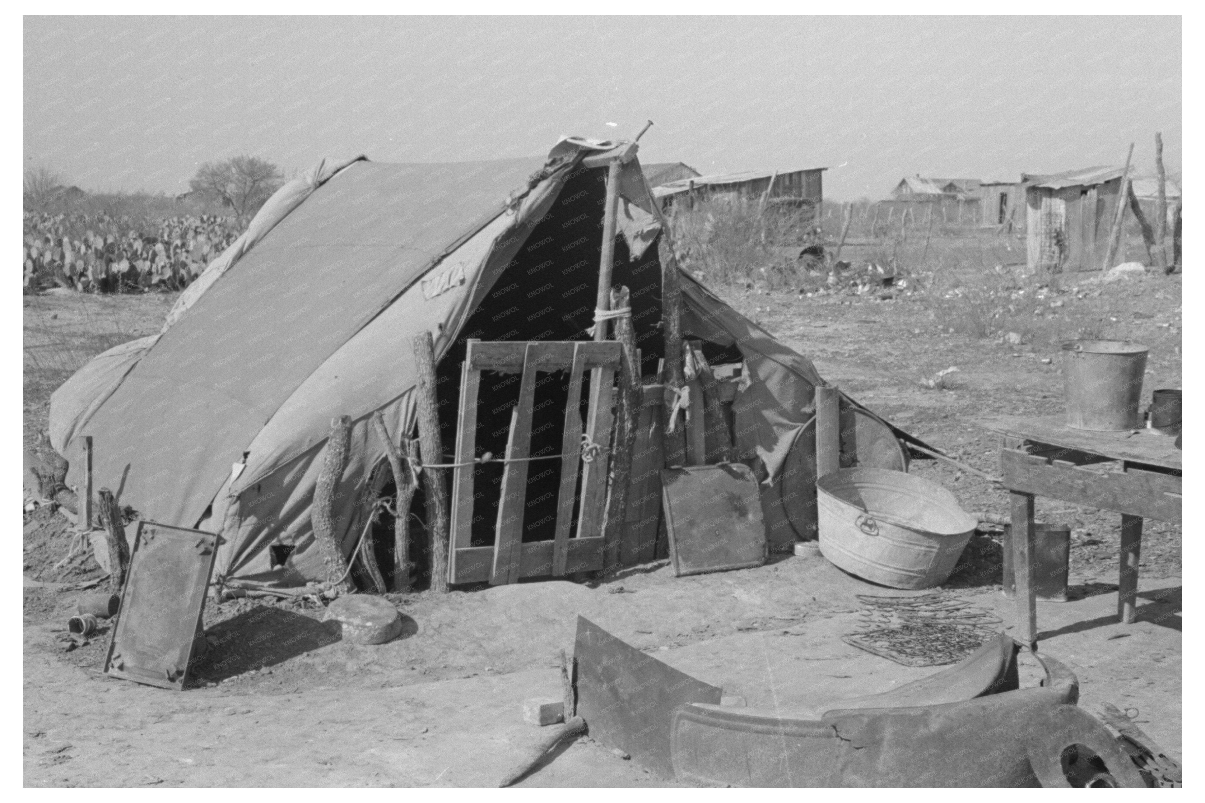 Tent of Mexican Residents in Crystal City Texas 1939