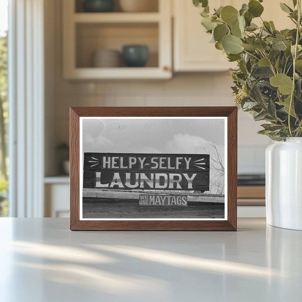 Helpy-Selfy Laundry Sign Quemado Texas 1939