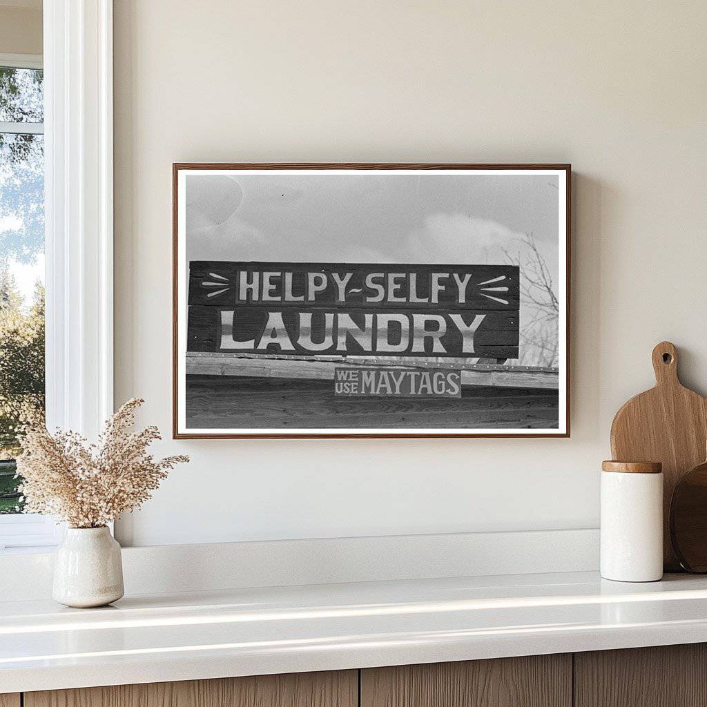 Helpy-Selfy Laundry Sign Quemado Texas 1939