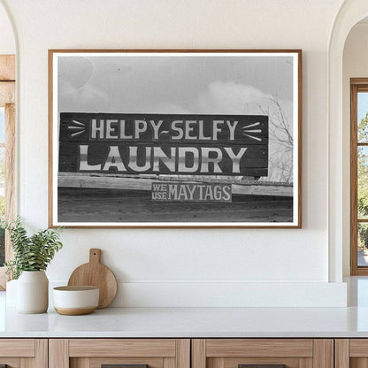 Helpy-Selfy Laundry Sign Quemado Texas 1939