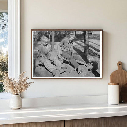 Children Playing on Homemade Scooter Jefferson Texas 1939