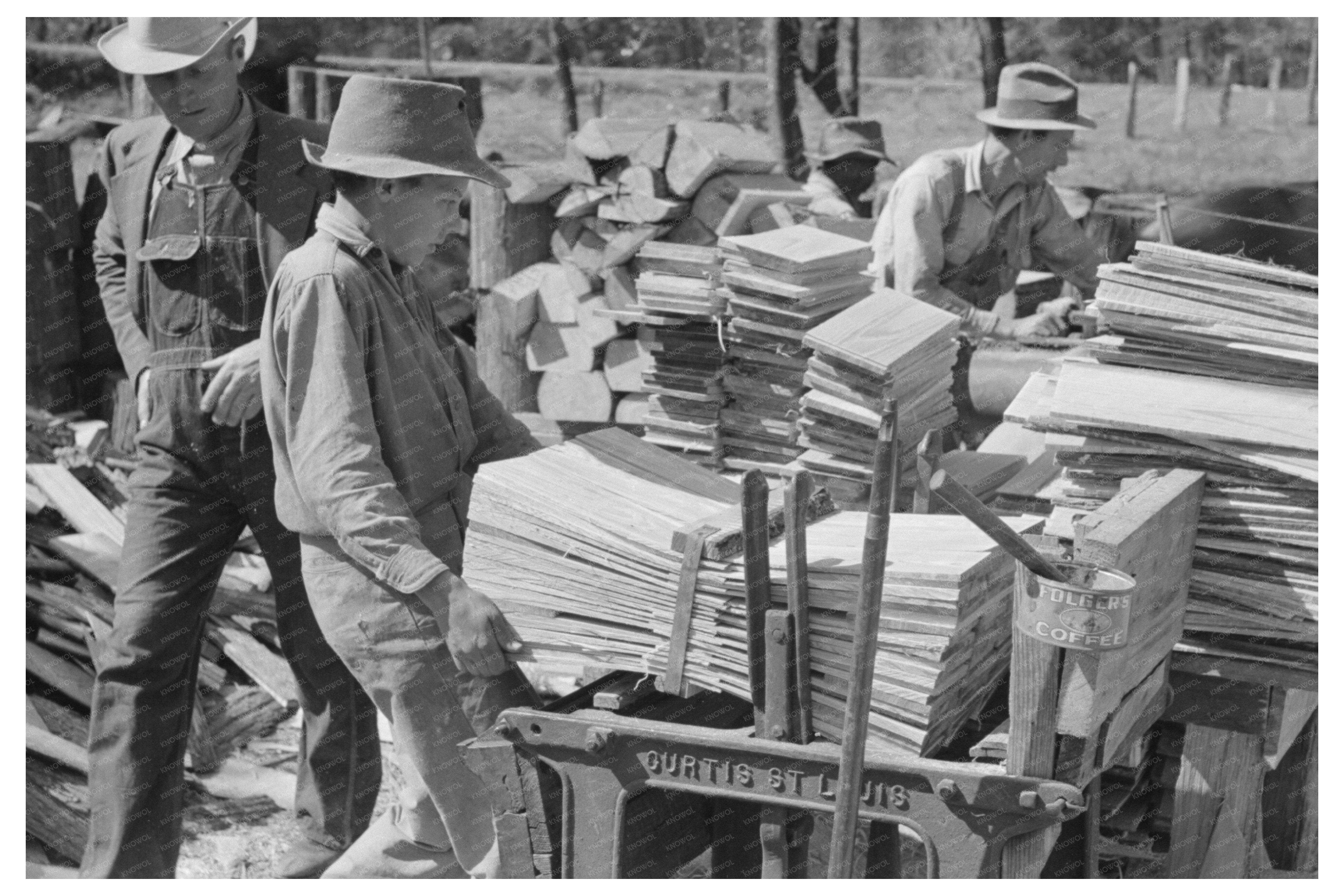 Young Boy Packing Shingles at Mill Jefferson Texas 1939