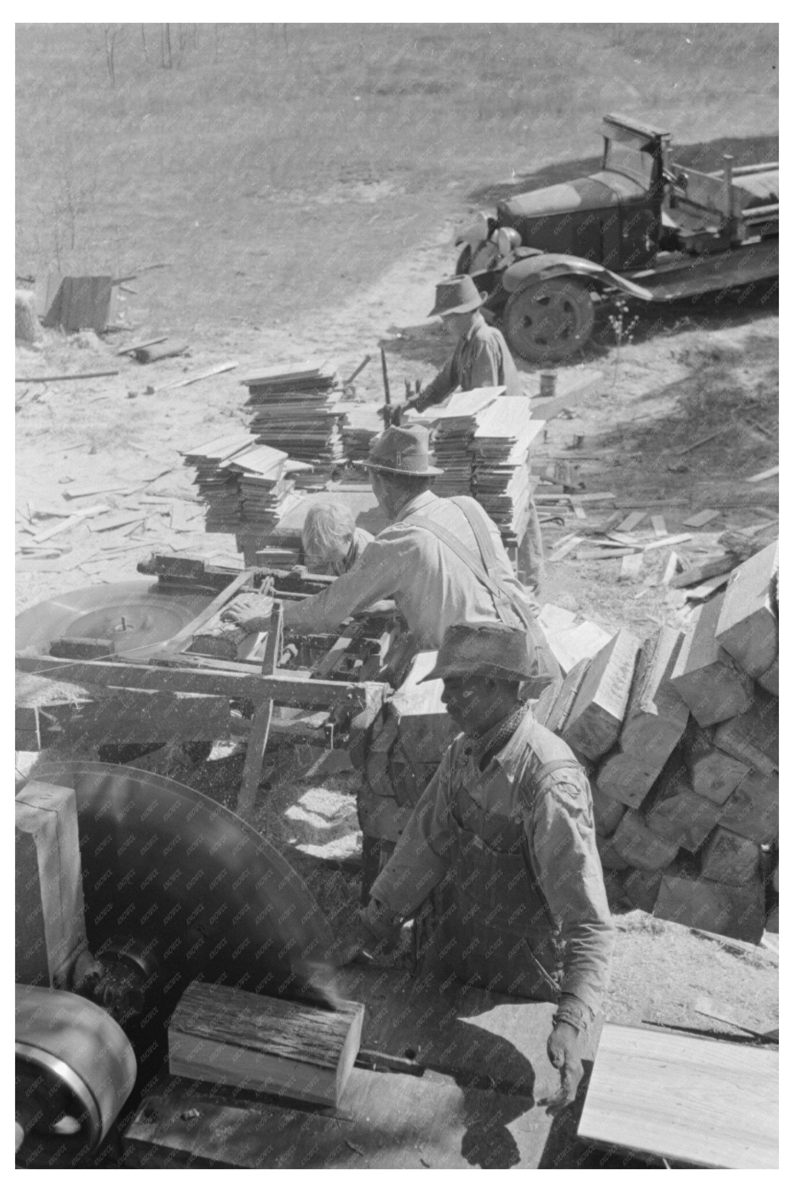 Workers Sawing Shingles with Circular Saw 1939