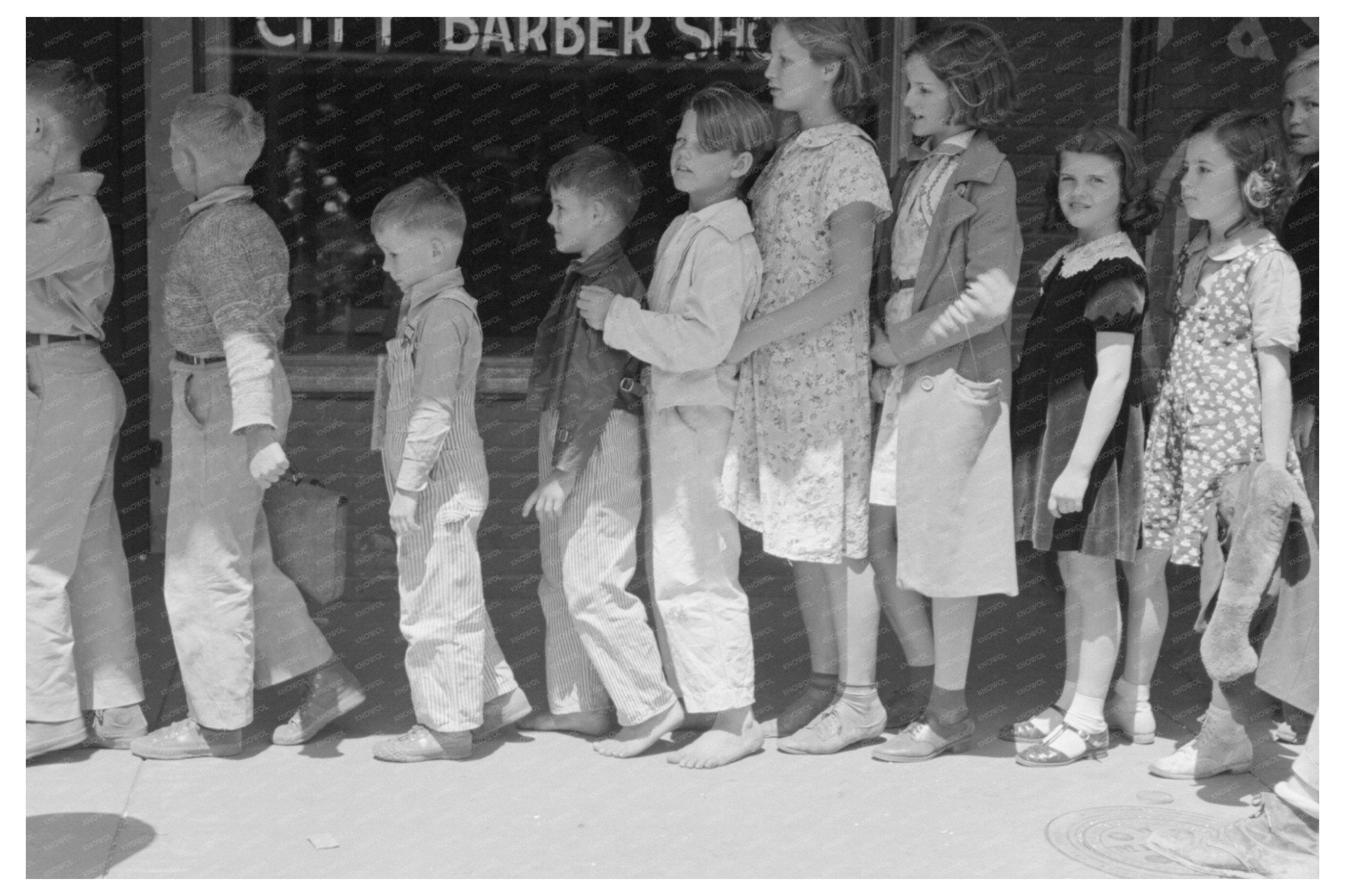 Schoolchildren Waiting in Line for Movie San Augustine 1939