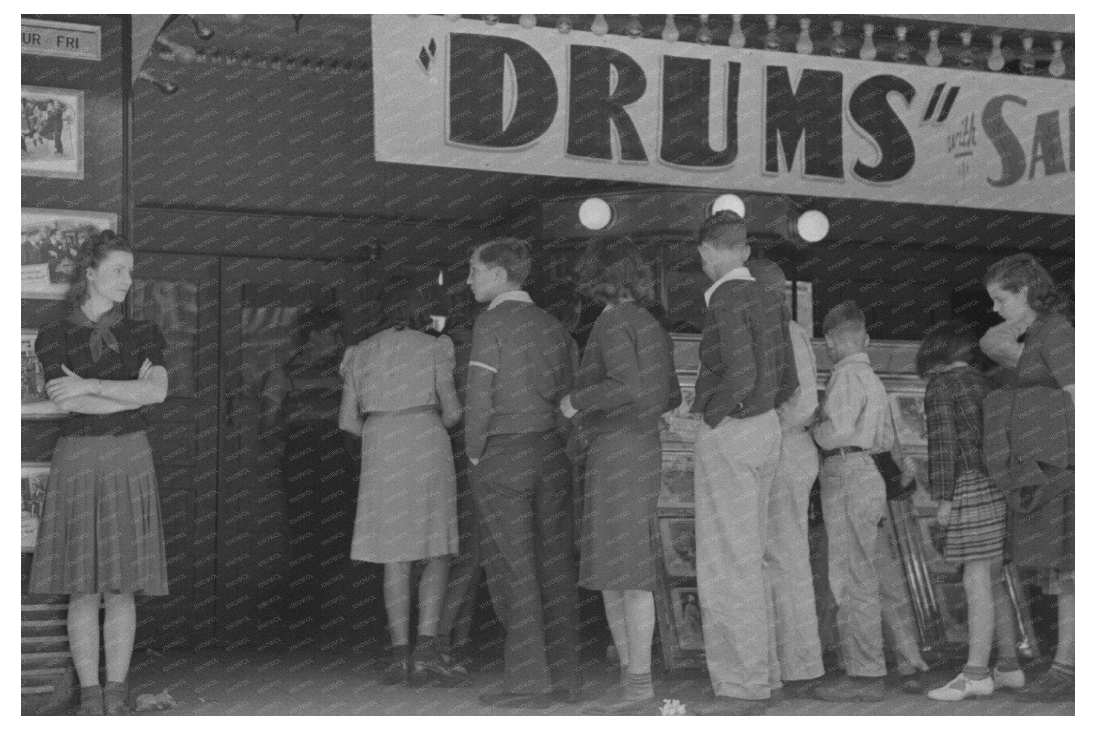 Schoolchildren Walking to Movie Theater San Augustine 1939