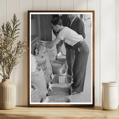 San Augustine Texas Clerk Putting Up Seed April 1939