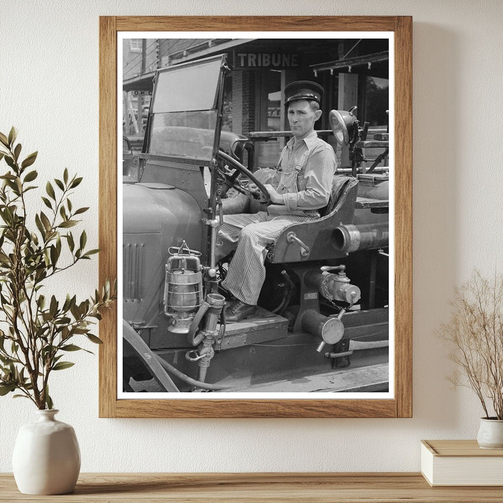 Fire Truck Driver in San Augustine Texas April 1939