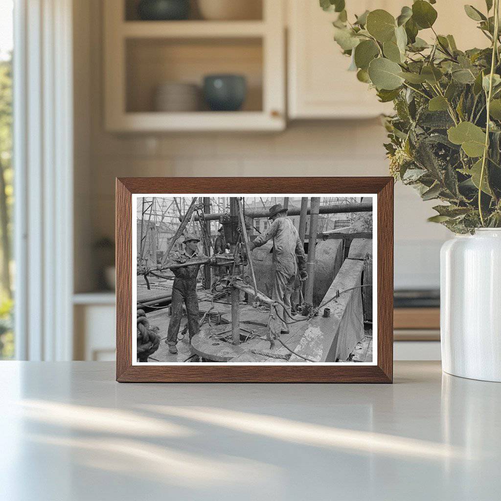 Oil Field Workers Adding Pipe in Kilgore Texas 1939