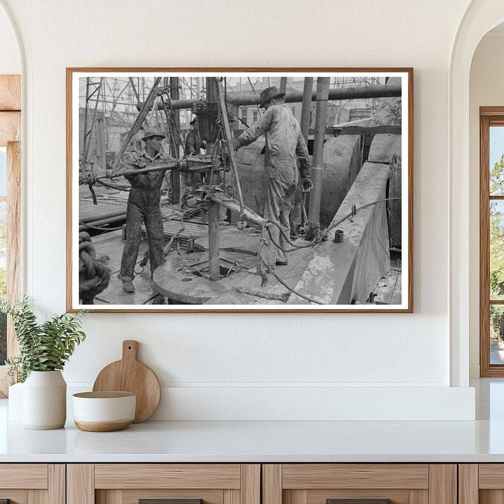 Oil Field Workers Adding Pipe in Kilgore Texas 1939