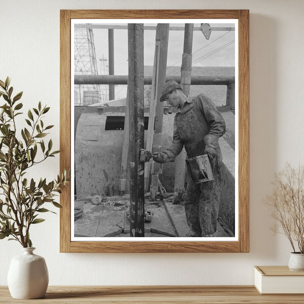 Oil Field Worker Greasing Drill Stem Kilgore Texas 1939