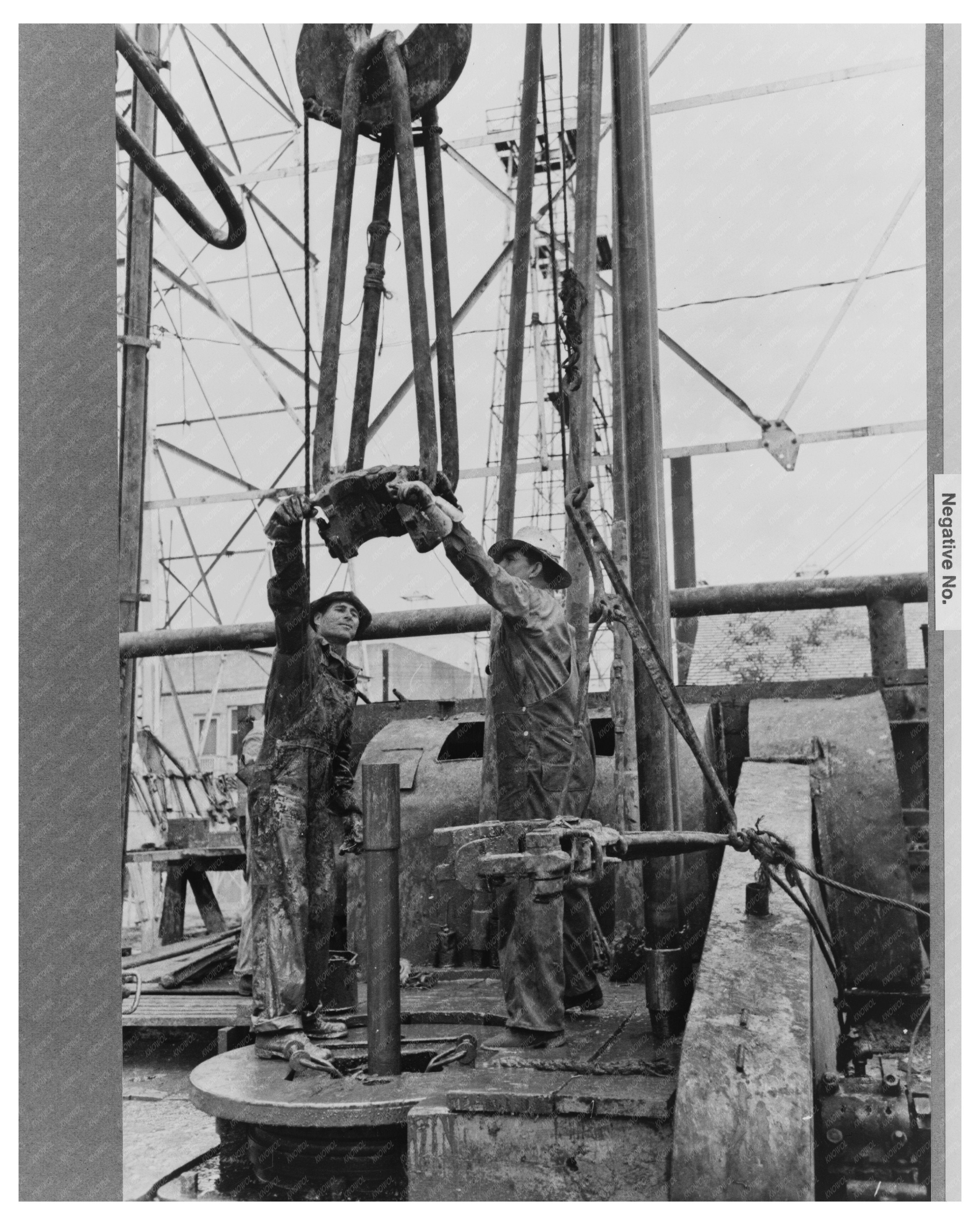 Oil Field Workers Using Elevator in Kilgore Texas 1939