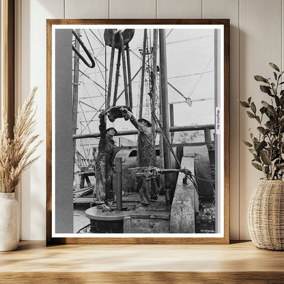 Oil Field Workers Using Elevator in Kilgore Texas 1939