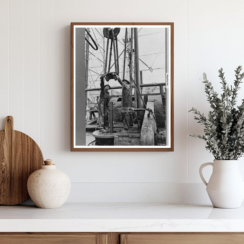 Oil Field Workers Using Elevator in Kilgore Texas 1939