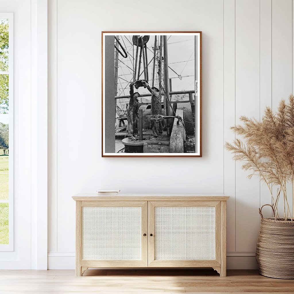 Oil Field Workers Using Elevator in Kilgore Texas 1939