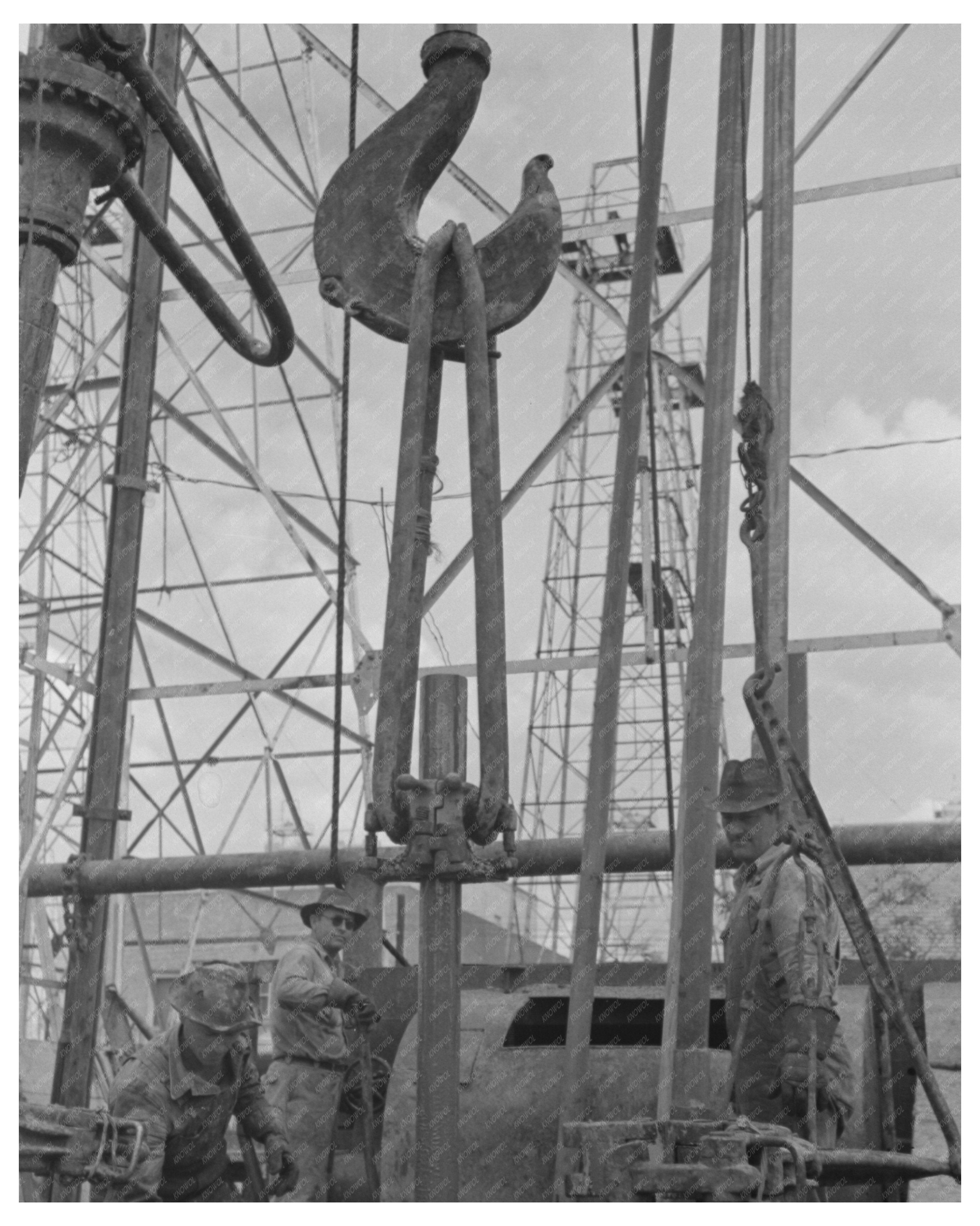 Oil Field Workers Removing Pipe in Kilgore Texas 1939