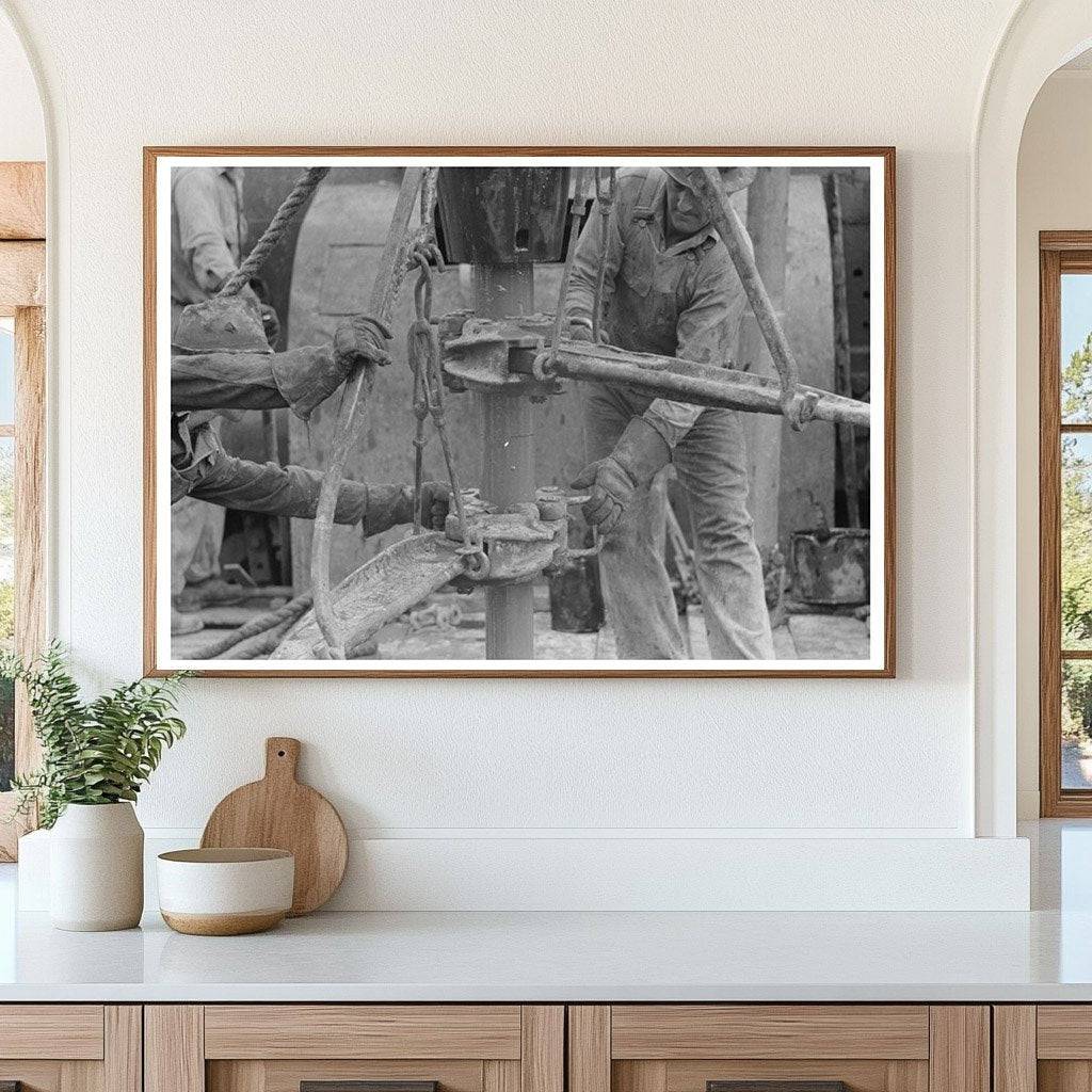 Oil Field Workers Using Wrenches at Kilgore Texas 1939