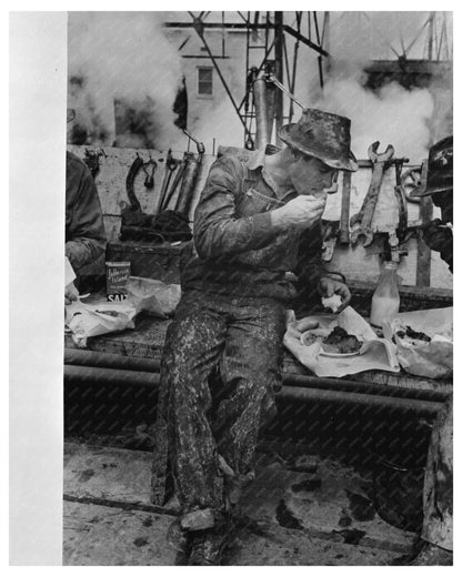 Oil Worker Lunch in Kilgore Texas April 1939 Vintage Image