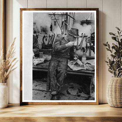 Oil Worker Lunch in Kilgore Texas April 1939 Vintage Image
