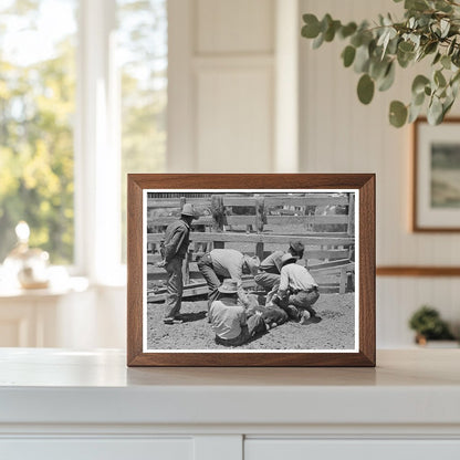 Rancher Branding Calf at Walking X Ranch May 1939