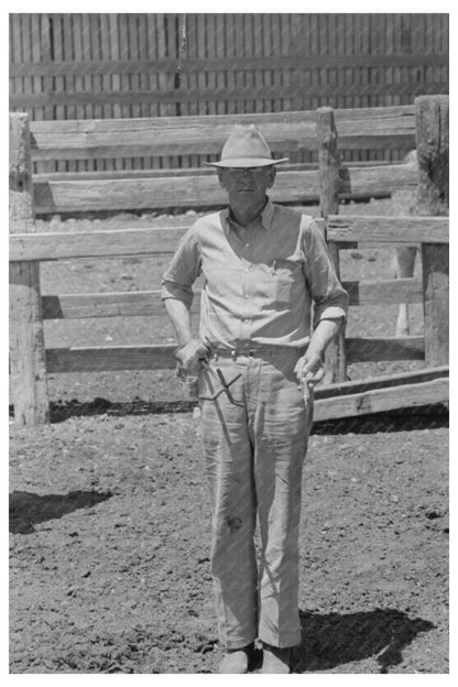 Walking X Ranch Owner with Branding Iron Marfa Texas 1939