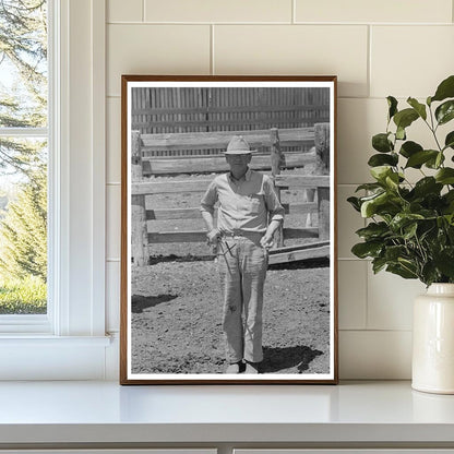 Walking X Ranch Owner with Branding Iron Marfa Texas 1939