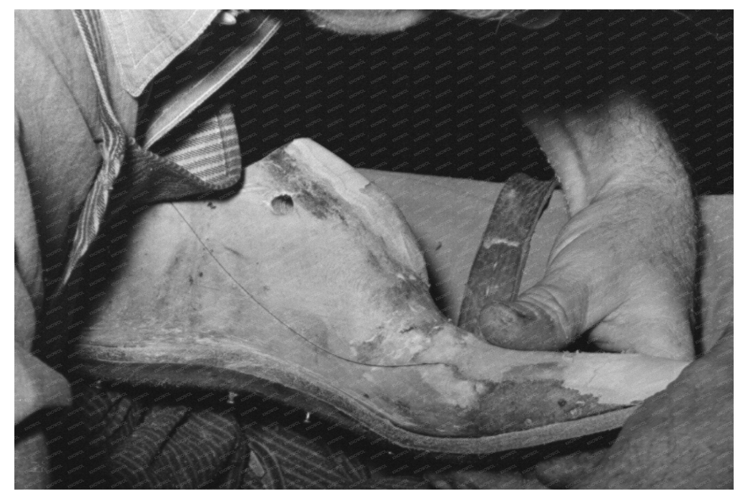 Boot Shop Worker Trimming Sole Alpine Texas 1939