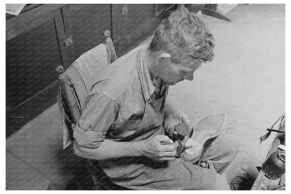 Bootmaker Gluing Heel of Boot in Alpine Texas 1939