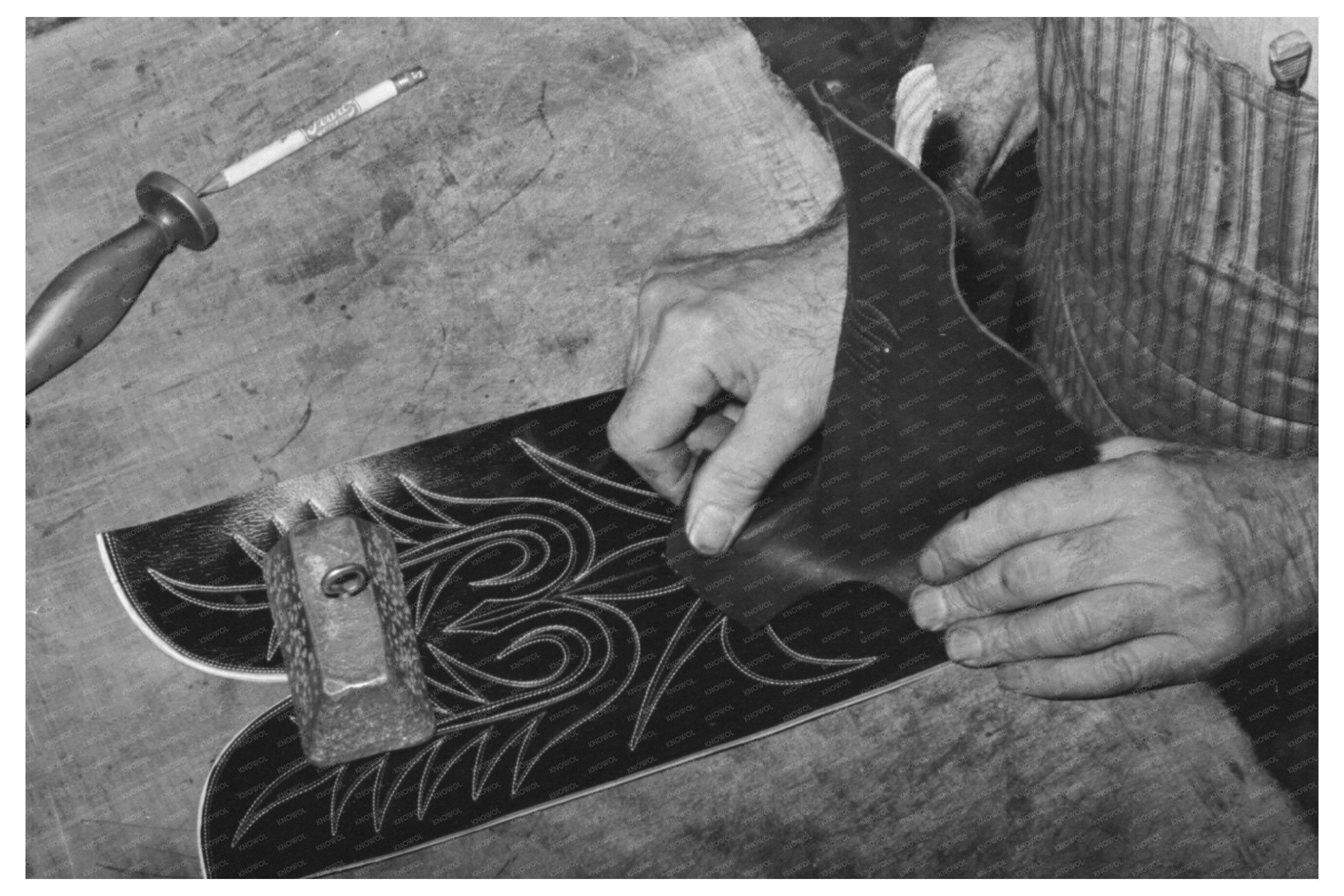 Bootmaking Shop in Alpine Texas May 1939 Vintage Image