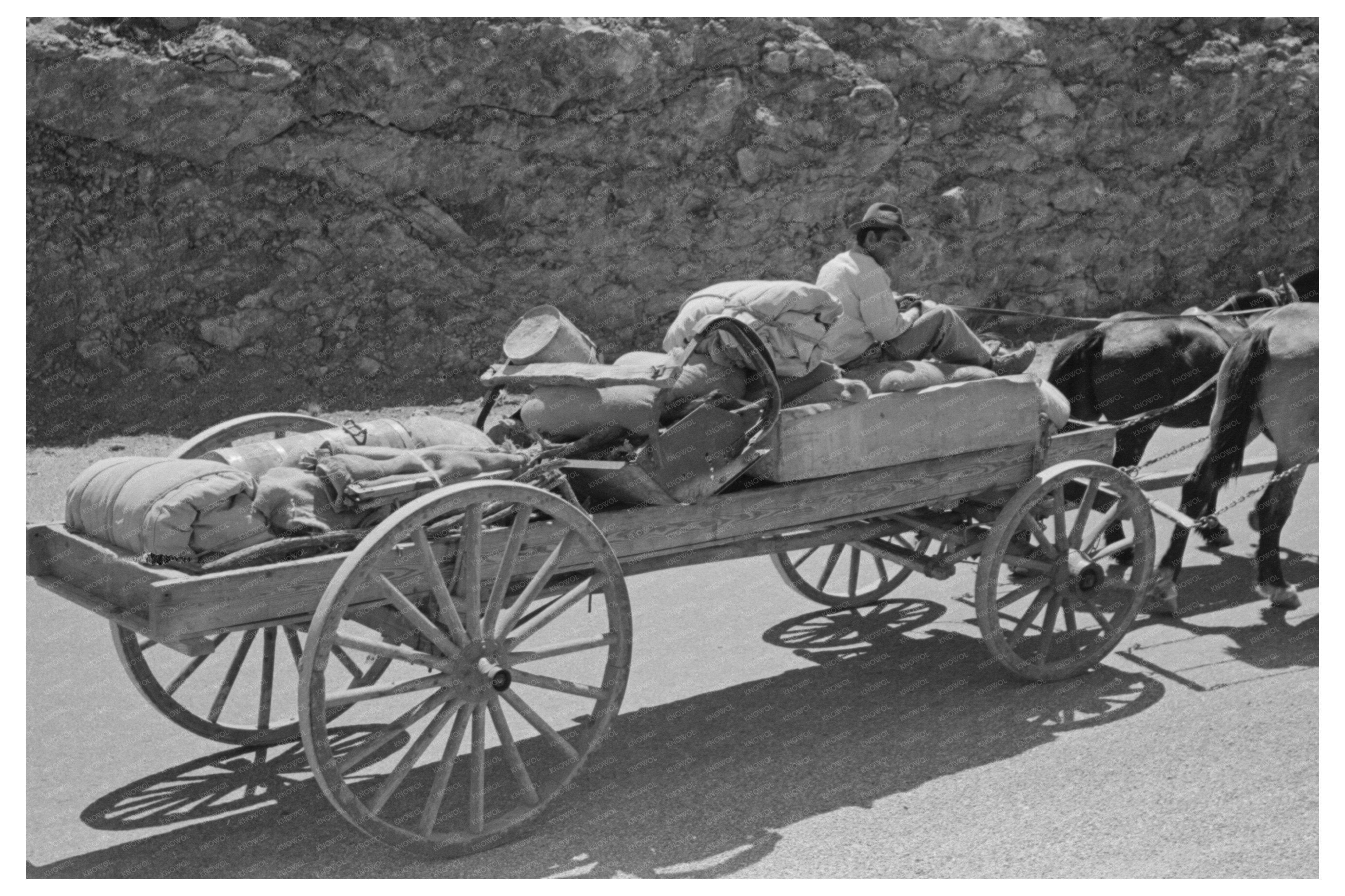 Wagon Transporting Military Supplies in Marfa Texas 1939