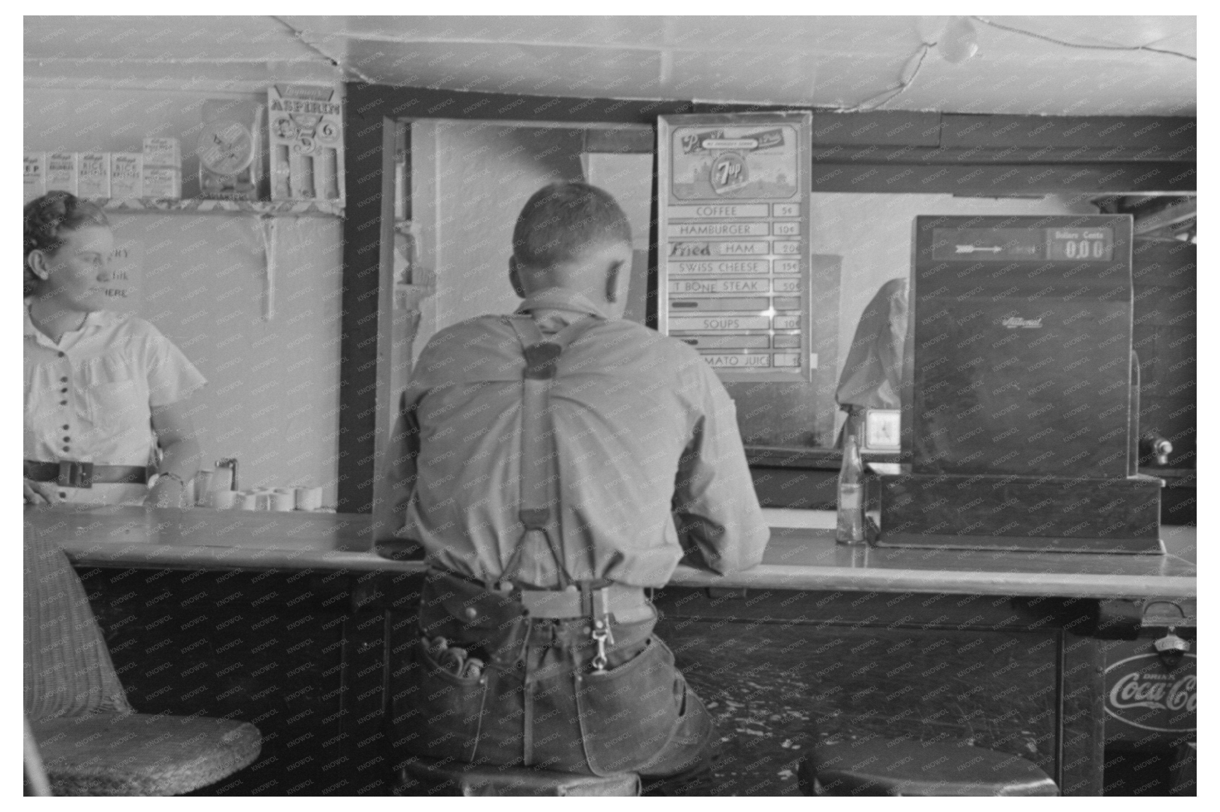 Man at Hamburger Stand Alpine Texas May 1939