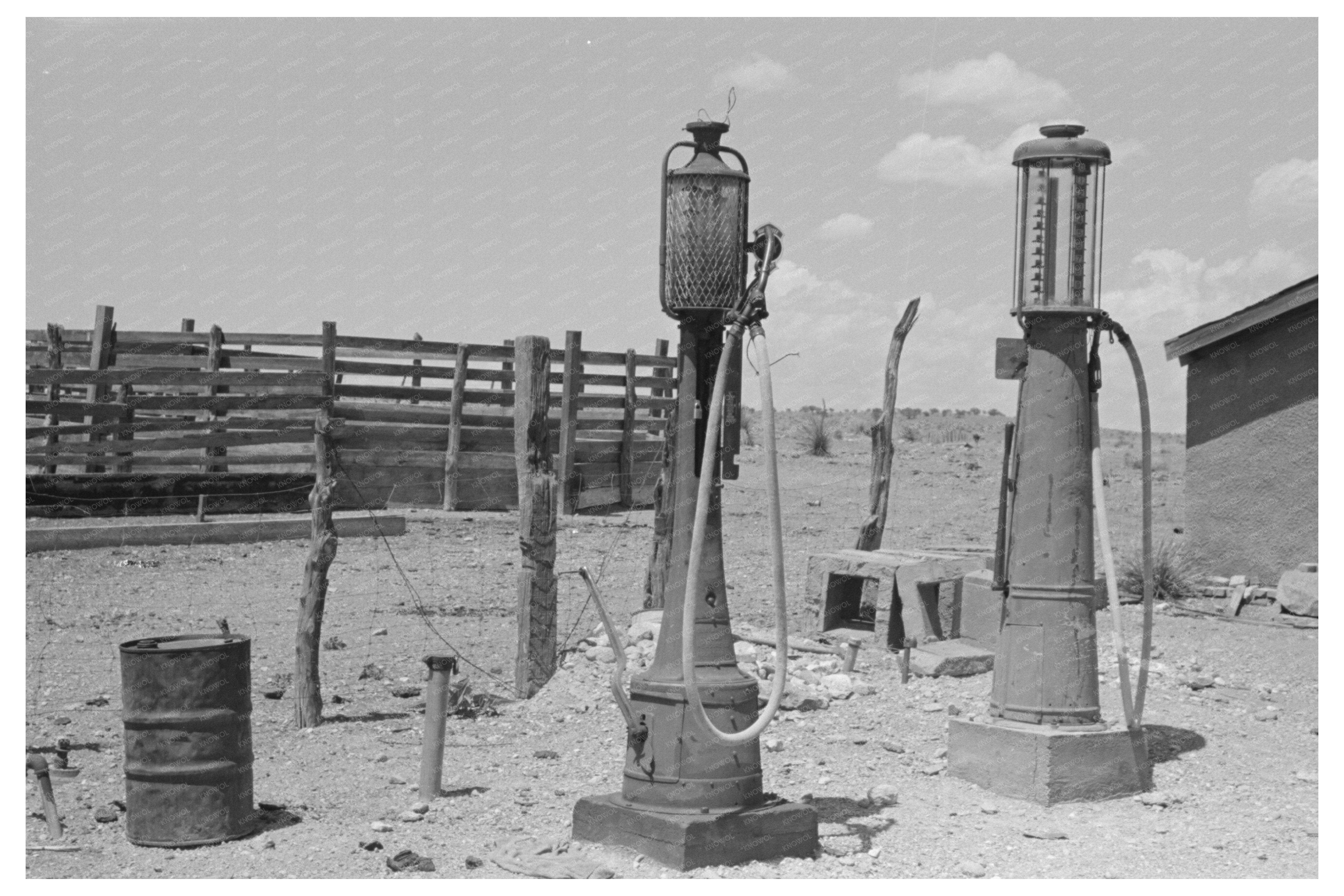 Gasoline Pumps on Cattle Ranch Marfa Texas May 1939