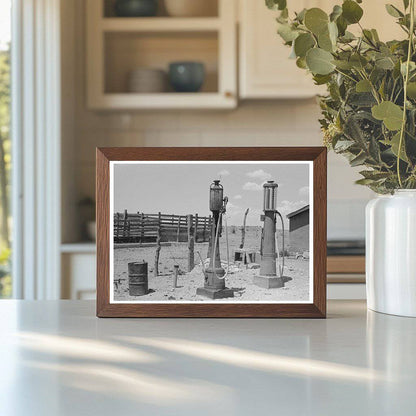 Gasoline Pumps on Cattle Ranch Marfa Texas May 1939