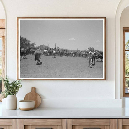 Horses in Corral at SMS Ranch Spur Texas May 1939