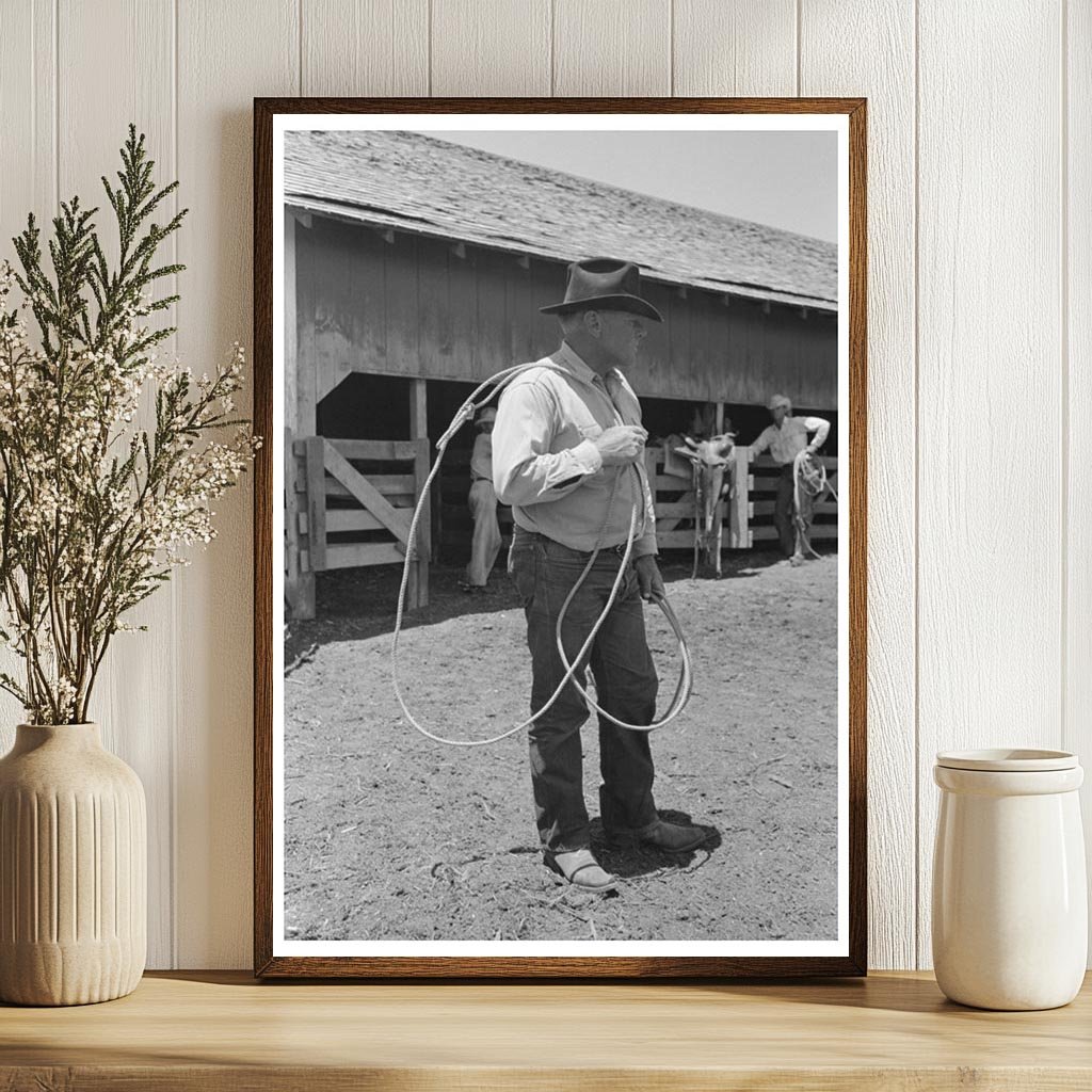 Cowboy Roping Cattle on Texas Ranch May 1939