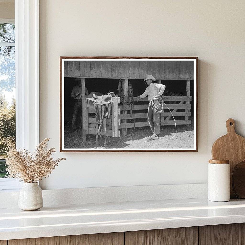 Cowboy at SMS Ranch Saddle Room Spur Texas 1939