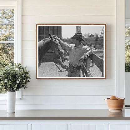 Cowboy Petting Horse at Texas Ranch May 1939