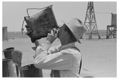 Day Laborer Drinking from Water Bag Ralls Texas May 1939